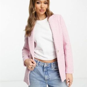 River Island Boucle Blazer in light pink
